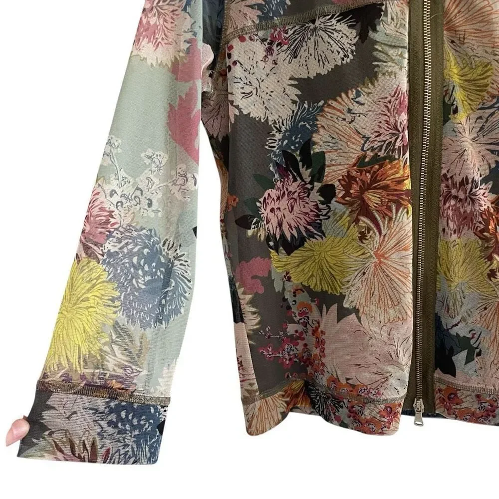 John Mark Floral Mesh Jacket Women’s Size Small Full Zip Double Mesh Resort Wear